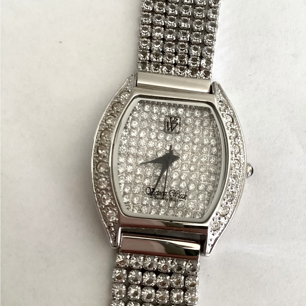 Victoria Wieck Crystal Encrusted Stainless Steel Watch